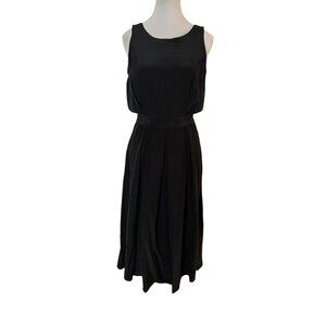 The J Peterman Co. Black Silk Sleeveless Dress With Pockets Size 8